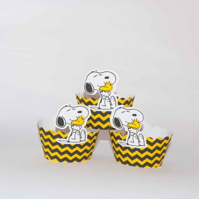 Conjunto 6 cintas para cupcake Snoopy