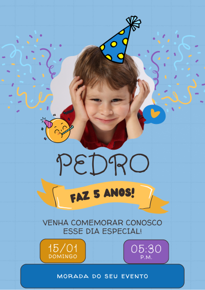 Convite digital 2 a 10 anos