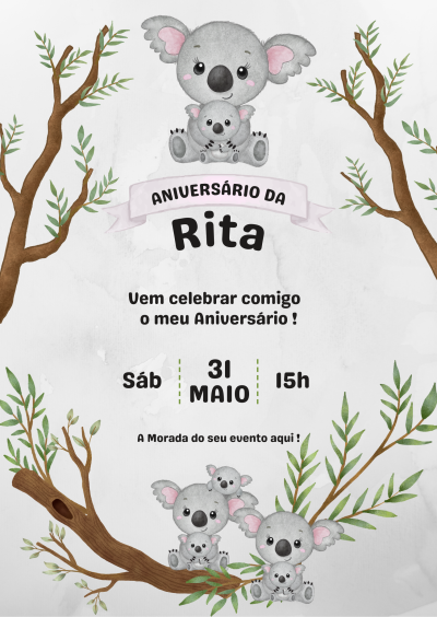 Convite digital Koala