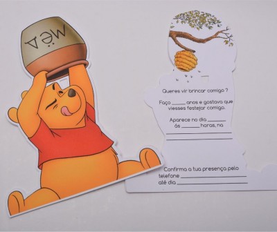 Convite winnie the pooh Pack 12 unidades