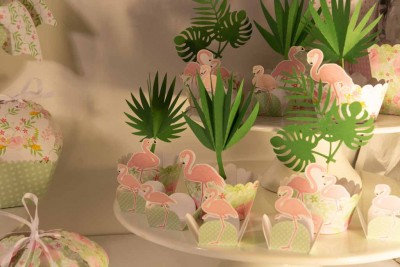 Cintas cupcake Flamingo Pack 6 unidades