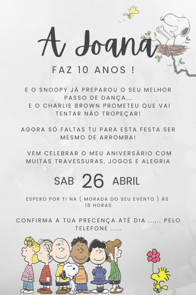 Convite digital Snoopy