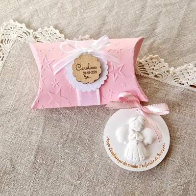 Caixa Almofada de Gesso Perfumado: Profissão de Fé Anjo