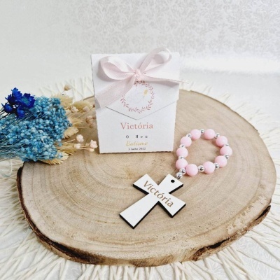 Lembrança Caixa e Rosário Personalizado Lembrança Caixa e Rosário Personalizado
