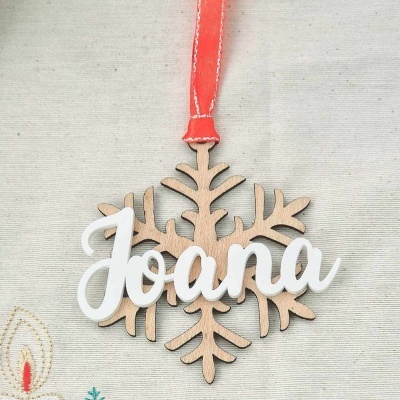 Enfeite arvore natal floco de neve #2 com nome