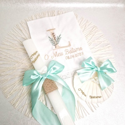 Conjunto Batismo Vela, Concha e Toalha CB6827
