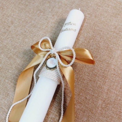 Conjunto Batismo Vela, Concha e Toalha ref.2141