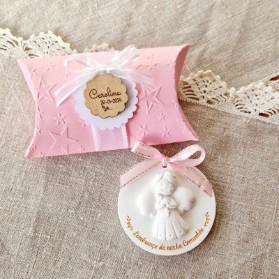 Caixa Almofada de Gesso Perfumado: Comunhão Anjo