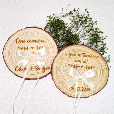 Porta Alianças em Fatia de Tronco Natural