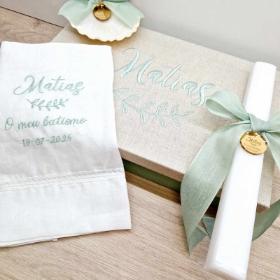 Conjunto batismo bordado ref 1512