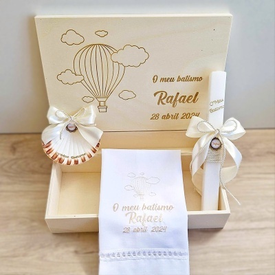 Conjunto batismo natural balão ar quente