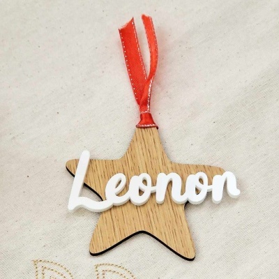 Enfeite arvore natal estrela com nome