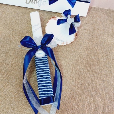 Conjunto Batismo Azul Marinho e Prata Anjo ref:211518