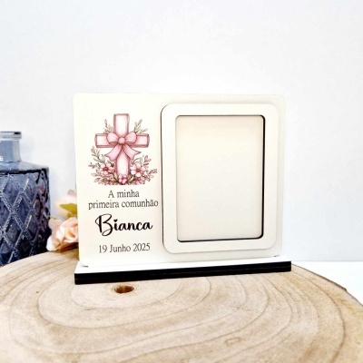 Moldura Comunhão Cruz Rosa