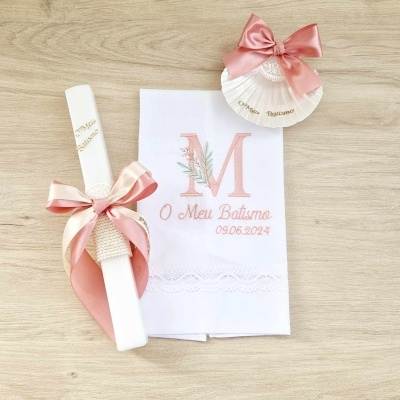 Conjunto Batismo Vela, Concha e Toalha CB6827