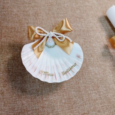 Conjunto Batismo Vela, Concha e Toalha ref.2141