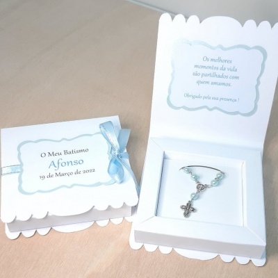 Lembrança Batismo - Caixa Personalizada Com Mini Rosário Lembrança Batismo - Caixa Personalizada Com Mini Rosário