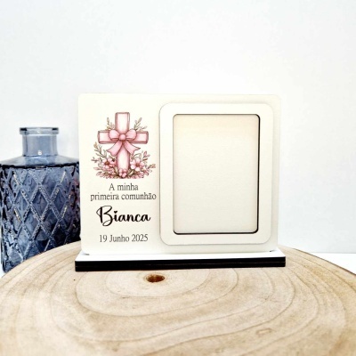 Moldura Comunhão Cruz Rosa