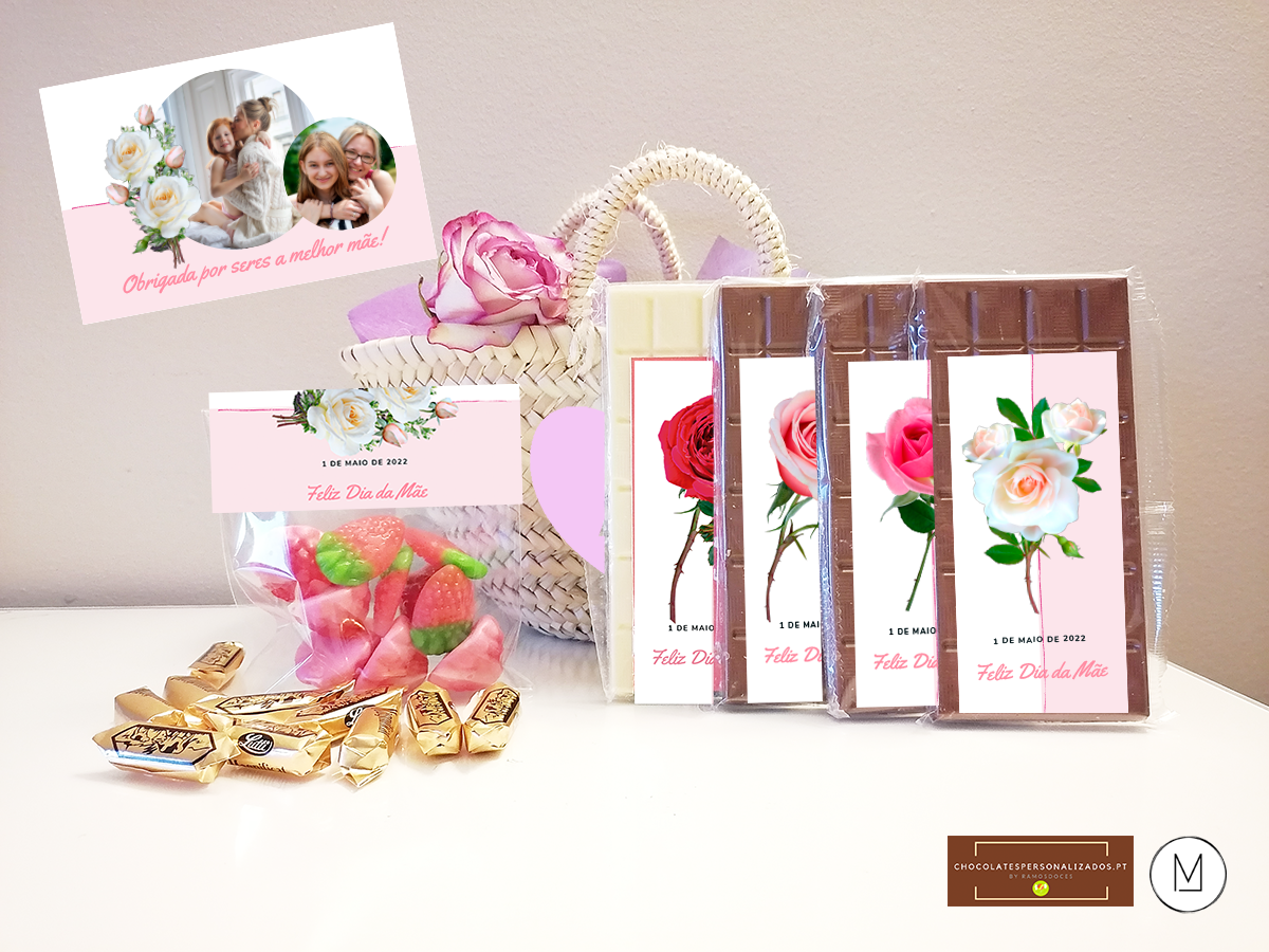 Cesta de Chocolates Personalizada com a Inicial da Mãe