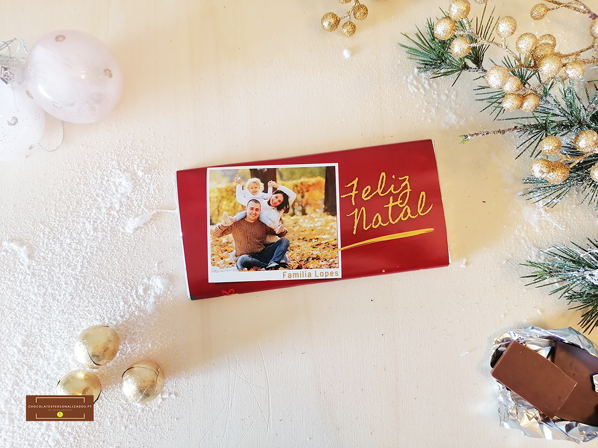 Tablete de Chocolate de Natal | Personalizado com Fotografia | Grande 100gr