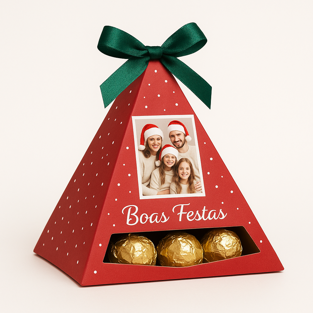 Natal em Família | Pirâmide personalizada com Bombons (300g)