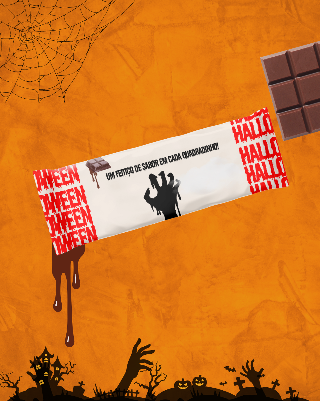Chocolate Grande personalizável com tema Halloween