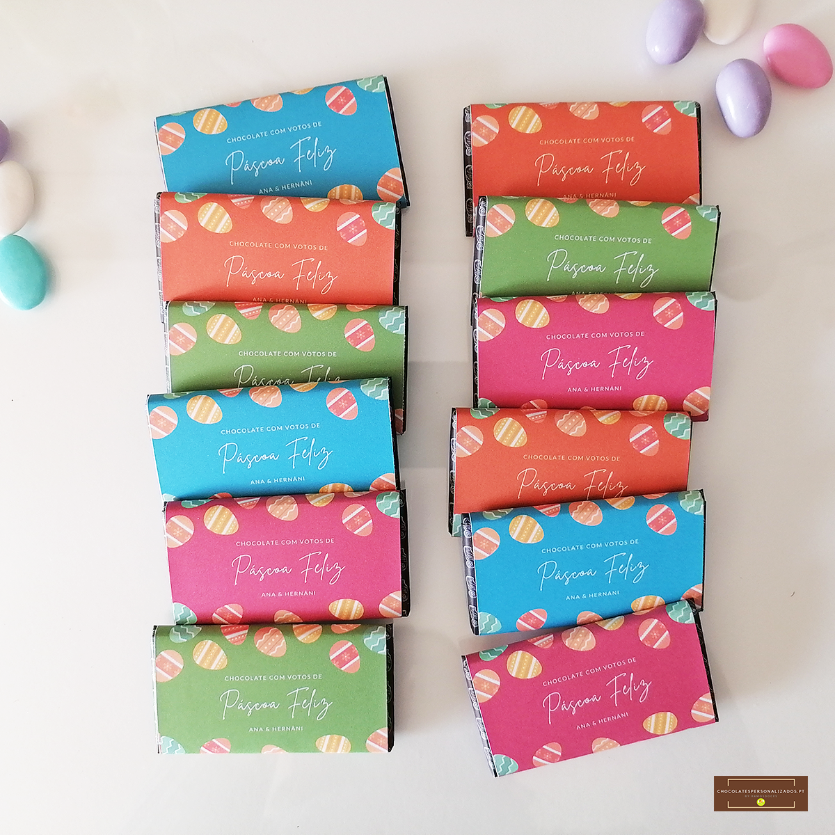 Mini Chocolates Personalizados - Páscoa Feliz