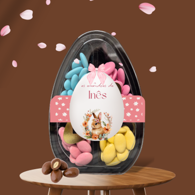 Caixa&#x20;de&#x20;Am&#x00EA;ndoas&#x20;formato&#x20;Ovo&#x20;Personalizada&#x20;com&#x20;Nome&#x20;da&#x20;Afilhada