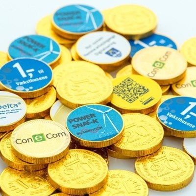 200 Moedas de Chocolate com Imagem Personalizada para Empresas ou Aniversários