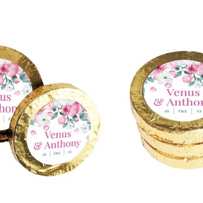 200 Moedas de Chocolate com Imagem Personalizada para Empresas ou Aniversários