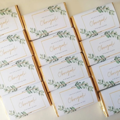 Lembranças Casamento Tema Dourado & Natureza - Mini Chocolates 20gr personalizados