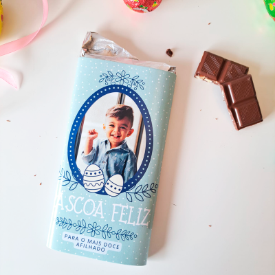 Tablete&#x20;de&#x20;Chocolate&#x20;com&#x20;fotografia&#x20;do&#x20;Afilhado&#x20;&#x7C;&#x20;Azul&#x20;Menino