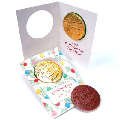 Postal&#x20;de&#x20;Natal&#x20;personalizado&#x20;com&#x20;Moeda&#x20;de&#x20;Chocolate&#x20;Mini&#x20;ou&#x20;Gigante