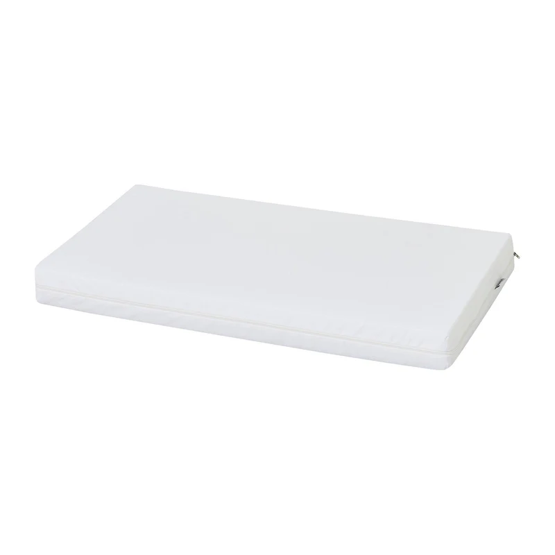 Colchão de Espuma para Berço e Cama de Grades Colchão branco rectangular com fecho de correr na lateral