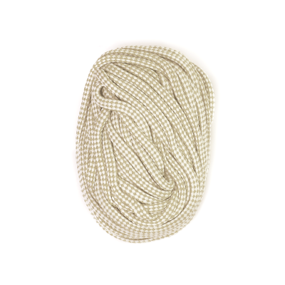 Corda creme com padrão branco enrolada oval