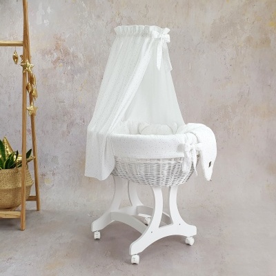 Cesta Moisés de Vime Branco EMMA com Roupa de Cama