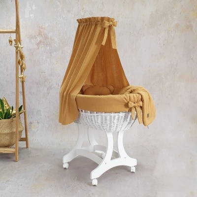 Cesta Moisés de Vime Branco EMMA com Roupa de Cama