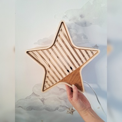 Luminária Estrela de Madeira Controlado por SMARTPHONE