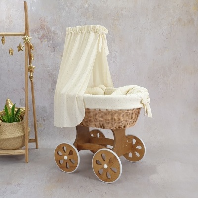 Cesta Moisés de Vime Natural SARA com Roupa de Cama