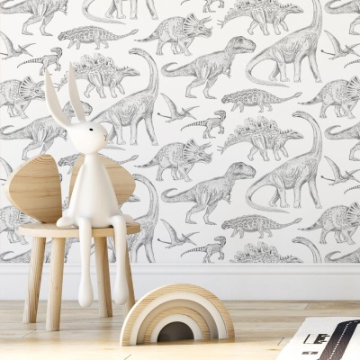 Papel de Parede Dinossauros BRANCO