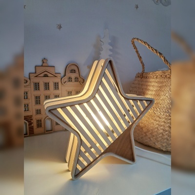 Luminária Estrela de Madeira Controlado por SMARTPHONE
