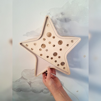 Luminária Estrela de Madeira Controlado por SMARTPHONE