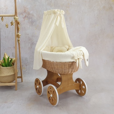 Cesta Moisés de Vime Natural SARA com Roupa de Cama