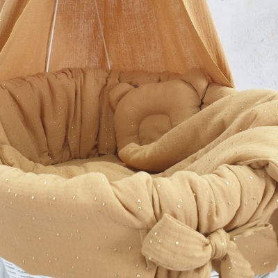 Cesta Moisés de Vime Branco EMMA com Roupa de Cama