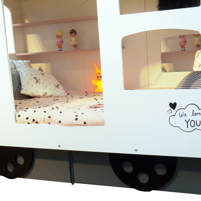 Beliche Infantil em Forma de Carruagem de Comboio com Gavetas e Secretária Beliche Infantil em Forma de Carruagem de Comboio com Gavetas e Secretária