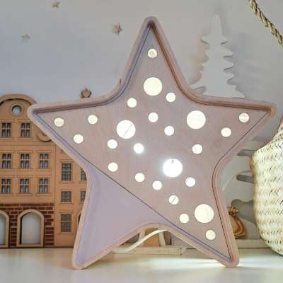 Luminária Estrela de Madeira Controlado por SMARTPHONE