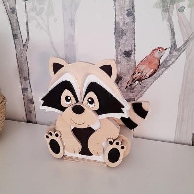 Candeeiro Guaxinim de Madeira Controlado por SMARTPHONE