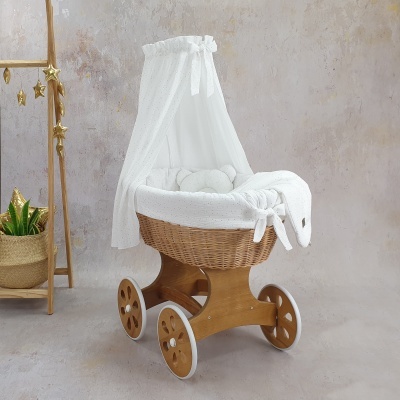 Cesta Moisés de Vime Natural SARA com Roupa de Cama