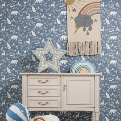 Papel de Parede Animais da Floresta AZUL