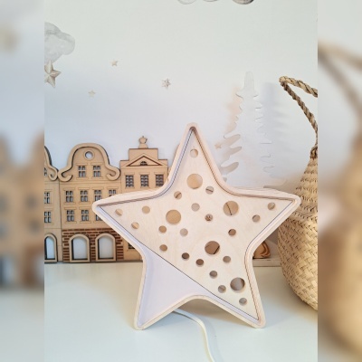 Luminária Estrela de Madeira Controlado por SMARTPHONE